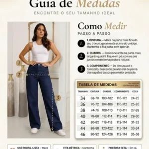 Calça Jeans Wide Leg Feminina Cintura Alta Sem Lycra Stillge - Imagem 10