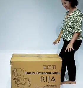 Cadeira De Escritorio Presidente Rija Ajustável Preto Couro Sintético - Imagem 2