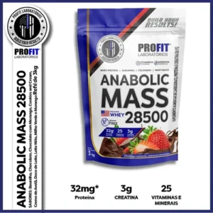 Hipercalórico Anabolic Mass 28500 3kg Profit Labs Sabor Chocolate com Morango - Imagem 7