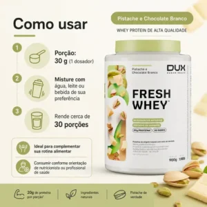 Whey Protein Fresh Whey Dux 900g Pistache Chocolate Branco - Imagem 4