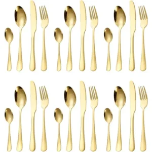 Kit 24 Talheres Luxo Premium Faqueiro Dourado Com Maleta - Imagem 9