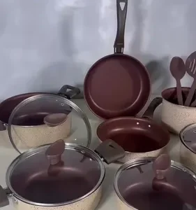 Jogo De Panelas Antiaderente 10 Peças Teflon bianco Cor Cappuccino - Imagem 2