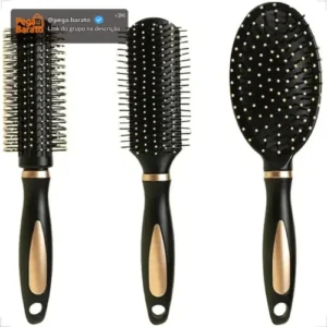 Kit 3 Escova De Cabelo Modeladora Acolchoada E Reta Atacado - Imagem 1