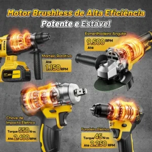Kit 4 Em 1 Ferramentas Elétricas Profissional Com Baterias - Imagem 4