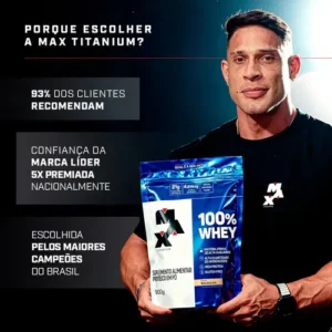 Whey Protein 900g 100% Whey Refil Max Titanium Baunilha Whey Concentrado - Imagem 6