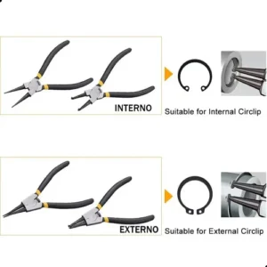 Kit 4 Alicates P/ Trava Anel Interno Externo Bico Curvo Reto - Imagem 7