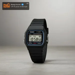 Relógio Vintage Preto com Pulseira de Borracha F91W-1 Clássico e Elegante Casio - Imagem 1
