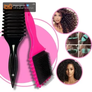 Escova Gringa Fitagem Raquete Cabelo Cacheado Definidora Modeladora Cacho Profissional Mariazinha - Imagem 1