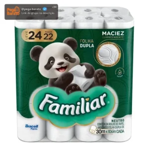 Papel Higiênico Familiar Folha Dupla 24 Rolos - Imagem 1