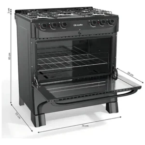 Fogão Mueller preto fosco 5 Bocas com mesa esmaltada e acendimento MFI5BC - Imagem 4