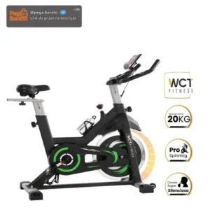 Bicicleta Ergométrica Spinning 20kg Wct Fitness Cor Preto/Verde - Imagem 1