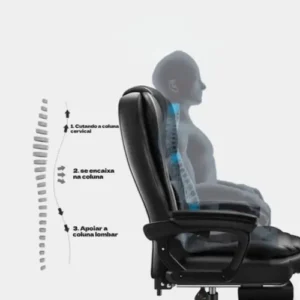 Cadeira Escritório Presidente Massageador Couro H Homall Preto Couro Este apoio de pés é ajustável e giratório, perfeito para uso no estudo ou no escritório. A capacidade de carga é de 120kg - Imagem 11