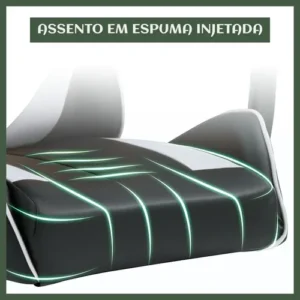 Cadeira De Escritório Gamer Nitro Ergonômica Estofado Couro Sintético Reclinável Altura Ajustável Apoio Para Pés Cor Branco Luvinco - Imagem 9