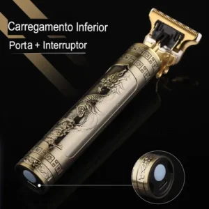 Máquina De Cortar Cabelo E Aparador De Barba Dr. Hank Dragão Dourado Lâmina T Profissional Sem Fio Recarregável Usb, 4 Pentes 1 Ao 4 Mm Motor Potente - Imagem 5