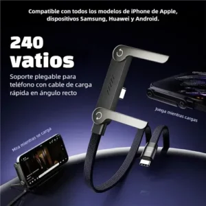 Cabo USB-C para USB-C de 240W com Suporte Dobrável e Carga Rápida de 1.5m - Imagem 4