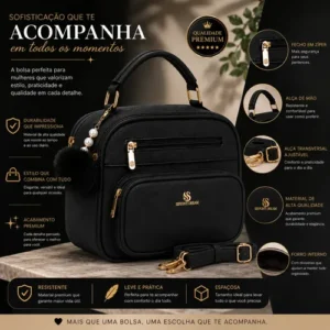 Bolsa Bag Feminina Média Baú Elegante Alça Ombro E Tiracolo - Imagem 7