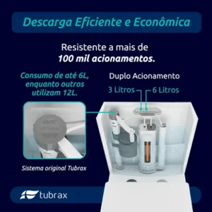 Vaso Sanitário Tubrax Monobloco VAB0002 Caixa Acoplada Completo Privada Cor Branco - Imagem 6