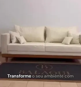 Sofá living beny leonardi estofados retrô 1,80mt 3lug linho com base e pés de madeira cor grafite - Imagem 2