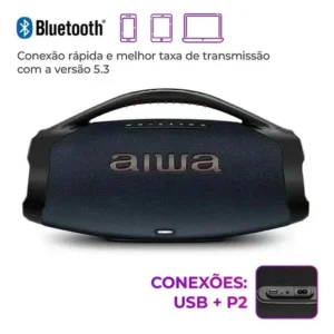 Caixa de Som Boombox Plus AIWA BBS-01-LBL 200W Bluetooth 30H IP66 USB RGB - Imagem 10