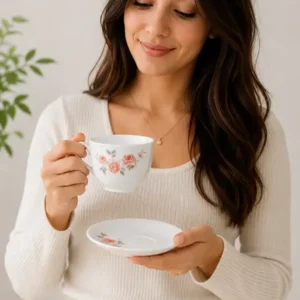 Jogo De Xicaras E Pires Vidro Café Chá 12 Peças 220ml - Imagem 5