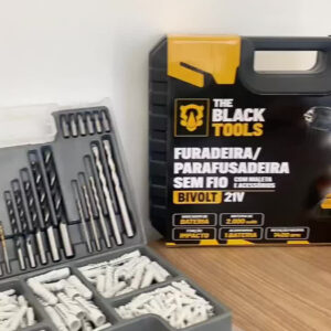 Parafusadeira Furadeira De Impacto Profissional 21v Tb21pw Com Kit Brocas E Buchas 300 Peças The Black Tools - Imagem 2