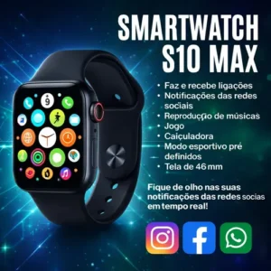 Smartwatch S10 Série 10 Relógio Digital Masculino Feminino Resistente A Agua Caixa Prateado Com 2 Pulseiras Smartwatch Completo Compatível Android E Ios Monitor Atividades 3 Tech Liso prateado - Imagem 4