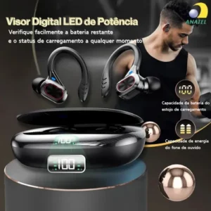 Fone de Ouvido JSKJ S730 TWS Bluetooth 5.4 Com Gancho Esportivo e LED - Imagem 4