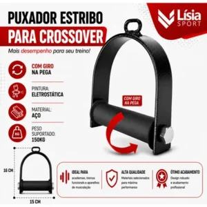 Kit Musculação Curvo Corda Estribo Triângulo Academia - Imagem 5