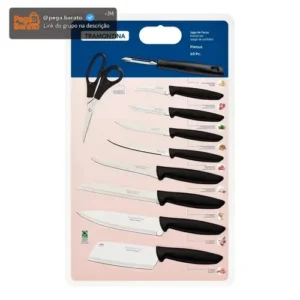 Kit Facas Plenus Lâminas Aço Inox 10 Peças Preto Tramontina - Imagem 1