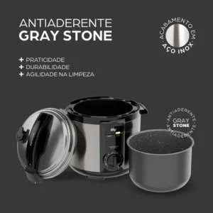 Panela de Pressão Elétrica WAP Wppe2 5 Llitro Antiaderente 900W Inox e Preta - Imagem 4