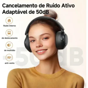 Headset QCY H3 Pro ANC 50dB Bluetooth 5.4 Multiponto 55h Cor Preto - Imagem 3