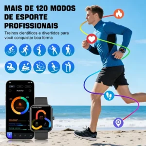 Relógio Inteligente Smartwatch Alexa Chamadas NOVANTE Masculino Feminino Esportivo Ip68 Bluetooth Notificações Instantâneas Tela Hd 1.83 300mAh 10Dias Monitor Cardíaco Spo2 Sono Ecg Pagamento Offline - Imagem 7