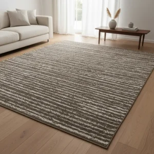 Tapete Para Sala Antiderrapante Jacquard Marrom 140x200cm Lavável - Imagem 9