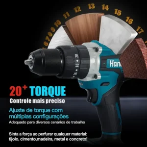 Parafusadeira Furadeira Impacto 13mm Brushless 21v 2 Bateria - Imagem 6