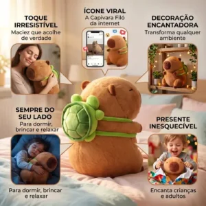 Capivara Filó Pelúcia Gigante Antialérgica Bichinho De Pelúcia Macio Brinquedo Infantil E Adulto Decoração Quarto Presente Criativo Confortável Seguro Alta Qualidade Brasiliana Tech - Imagem 4
