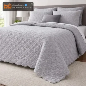 Cobre Leito Queen Matelado Dupla Face Leve Confortável Macio Cinza Matelado - Imagem 1