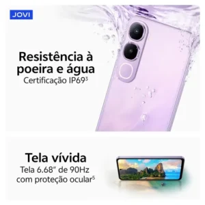 Smartphone Jovi Y21 256GB 8GB (4+4GB RAM expansível) Câmera 50mp Bateria 6500mah - Lilás - Imagem 8