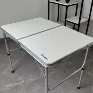 Mesa Dobrável Vira Maleta Alumínio Com Alça Portátil 90x60cm Para Camping Pesca Jardim Área Externa Ou Interna Salão De Festas Gourmet Cor Branco - Imagem 2