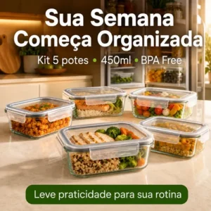 Pote Vidro Hermético Retangular Tampa 450ml Kit 5 Peças - Imagem 10
