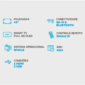 Smart TV 43" LED, Full HD, Ultrafina, Sem bordas, 3 HDMI 2 USB, Controle remoto multifuncional, Wifi, Bluetooth - EFL 43SX800FD - Imagem 8