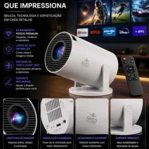 Projetor Smart Portátil Full Hd 4k Android 11 Wi-fi Bluetooth Mini Projetor Home Theater Cinema Em Casa Imagem Nítida Som Potente Compatível Com Diversos Dispositivos - Imagem 4