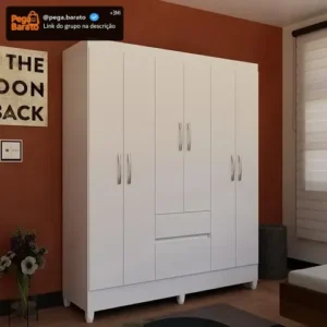 Guarda-roupa Casal New Brusque 6 Portas 2 Gavetas Bartira - Branco - Imagem 1