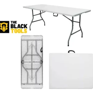 Mesa Dobrável Com 1,80m Alça Vira Maleta Portatil Camping Branco - Imagem 4