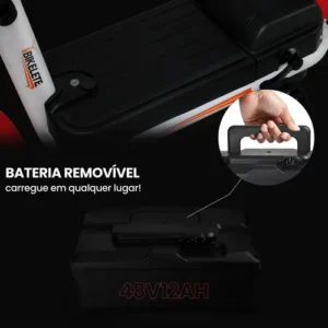 Bicicleta Elétrica Scooter 500w Bateria Removível 48v 15ah cor preto Bikelete Smart MT2 - Imagem 2