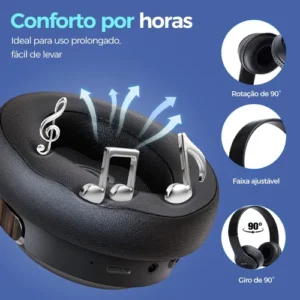 Fone P47 Headphone Estéreo Redução De Ruídos Bluetooth 5.4 Vermelho - Imagem 5