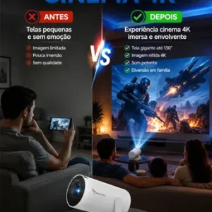 Projetor Smart Portátil Full Hd 4k Android 11 Wi-fi Bluetooth Mini Projetor Home Theater Cinema Em Casa Imagem Nítida Som Potente Compatível Com Diversos Dispositivos - Imagem 5
