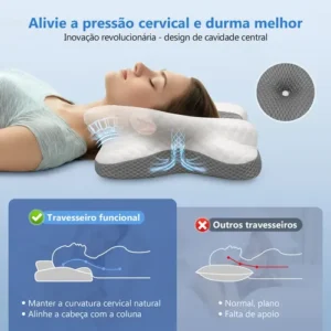 Travesseiro Nasa Cervical Ortopédico Coluna Inteligente Ergonômico Alivio Dores Sono Relax - Imagem 4