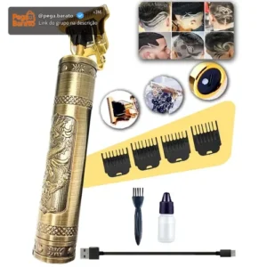 Máquina De Cortar Cabelo E Aparador De Barba Dr. Hank Dragão Dourado Lâmina T Profissional Sem Fio Recarregável Usb, 4 Pentes 1 Ao 4 Mm Motor Potente - Imagem 1