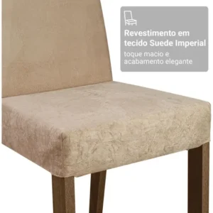 Sala De Jantar Estofada Madesa Evelin Mesa Tampo Vidro Com 4 Cadeiras Cor Rustic/Crema/Imperial MDJA0401037GSIM - Imagem 6