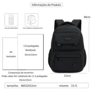 Mochila masculina, mochila de viagem, com capacidade para laptop de 15,6 polegadas, ideal para ida à escola, impermeável, reforçada, para uso diário e deslocamentos. - Imagem 3